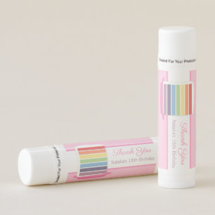 Colorful Rainbow Cake Slice Birthday Party Favor Lip Balm