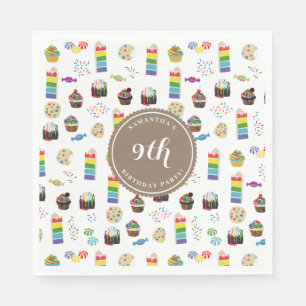 Colorful Rainbow Cake Sprinkles Birthday Party Napkins