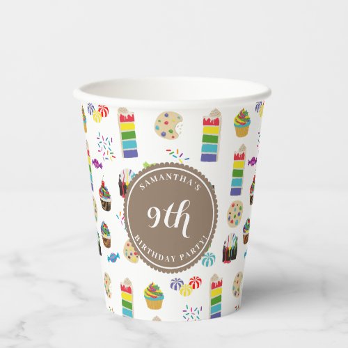 Colorful Rainbow Cake Sprinkles Birthday Party Paper Cups