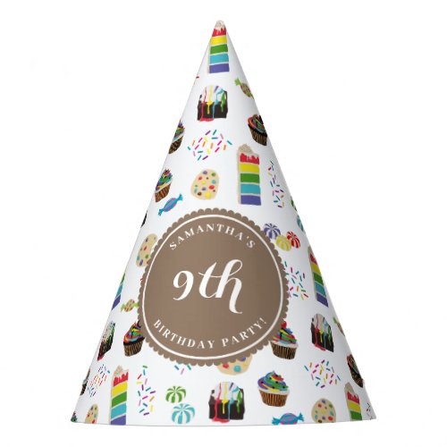Colorful Rainbow Cake Sprinkles Birthday Party Party Hat
