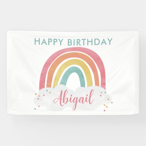 Colorful Rainbow Calligraphy Kids Birthday Banner