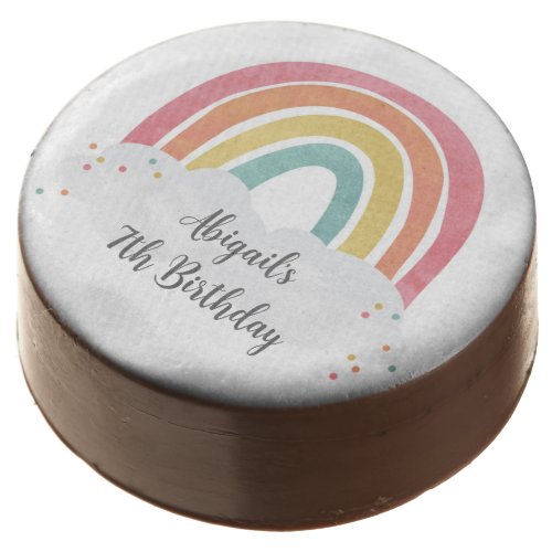 Colorful Rainbow Calligraphy Kids Birthday Chocolate Covered Oreo