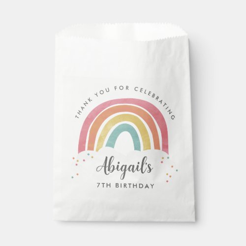 Colorful Rainbow Calligraphy Kids Birthday Favor Bag