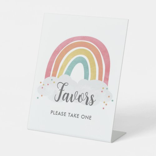 Colorful Rainbow Calligraphy Kids Birthday Favor Pedestal Sign