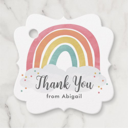 Colorful Rainbow Calligraphy Kids Birthday Favor Tags