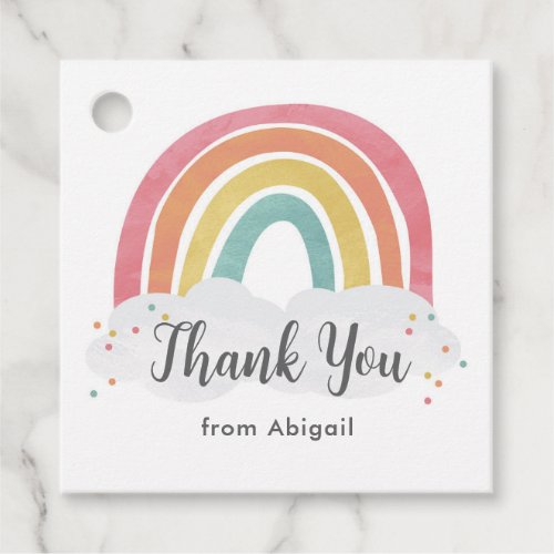 Colorful Rainbow Calligraphy Kids Birthday Favor Tags