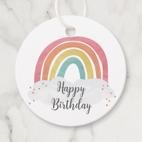 Colorful Rainbow Calligraphy Kids Birthday Gift Favor Tags