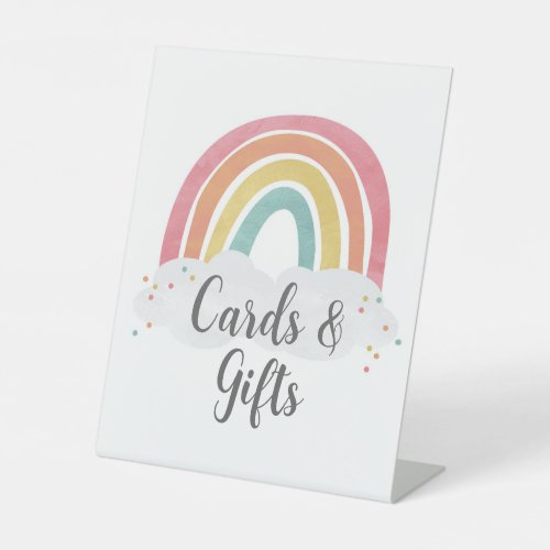 Colorful Rainbow Calligraphy Kids Birthday Gifts Pedestal Sign