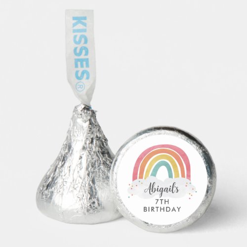 Colorful Rainbow Calligraphy Kids Birthday Hersheys Kisses