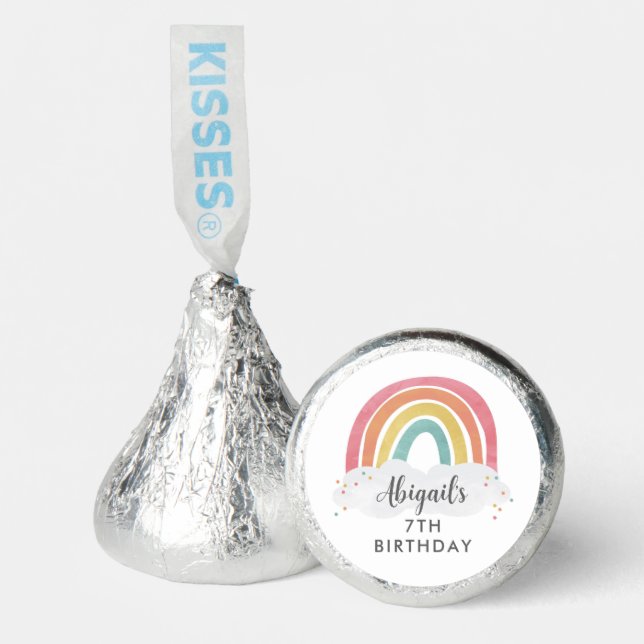 Colorful Rainbow Calligraphy Kids Birthday Hershey®'s Kisses® (Front)