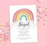 Colorful Rainbow Calligraphy Kids Birthday Invitation<br><div class="desc">Colorful Rainbow Kids Birthday Invitation invitation features a hand drawn rainbow in shades of pink,  orange,  yellow and turquoise and a trendy calligraphy name.</div>