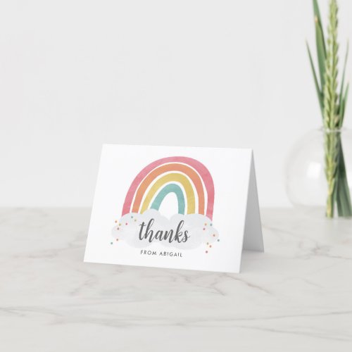 Colorful Rainbow Calligraphy Kids Birthday Thank You Card