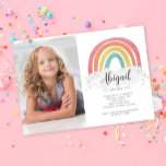 Colorful Rainbow Calligraphy Photo Kids Birthday I Invitation<br><div class="desc">Colorful Rainbow Photo Kids Birthday Invitation features a hand drawn rainbow in shades of pink,  orange,  yellow and turquoise and a trendy calligraphy name.</div>
