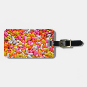 Colorful rainbow candy jelly bean confectionery luggage tag