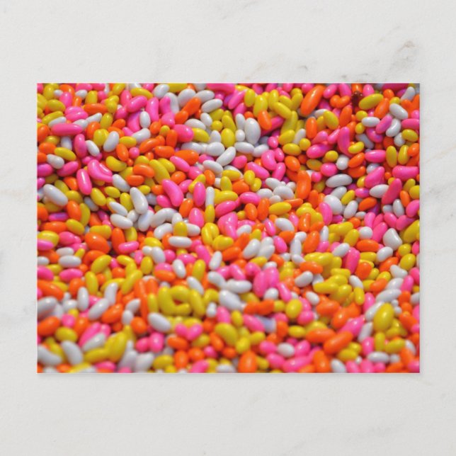 Colorful rainbow candy jelly bean confectionery postcard (Front)