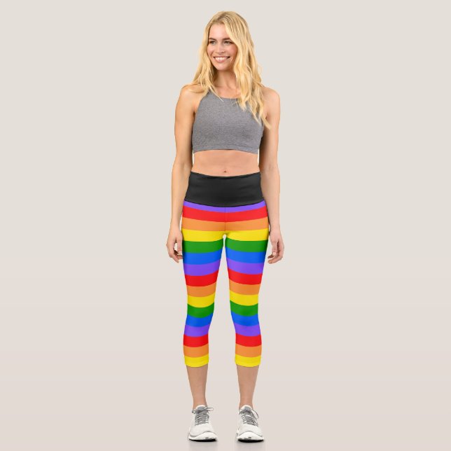 Colorful Rainbow  Capri Leggings (Front)