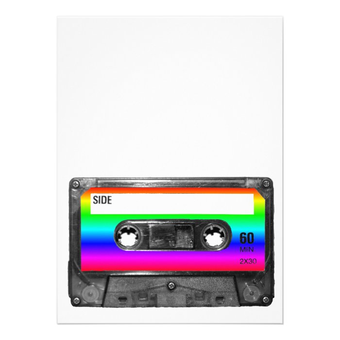 Colorful Rainbow Cassette Invitation