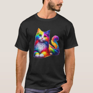 Colorful Rainbow Cat Graphic for Men Women Kids T-Shirt