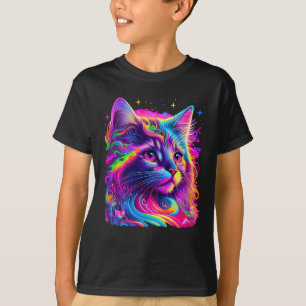Colorful Rainbow Cat Graphic T-Shirt