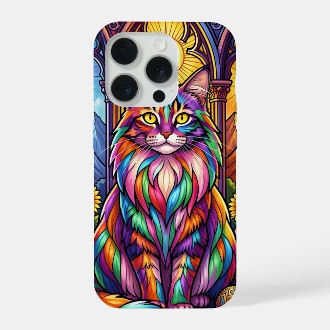colorful rainbow cat phone case (Back)