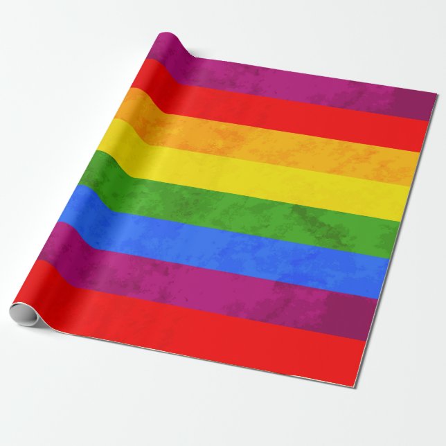 Colorful Rainbow Celebration Wrapping Paper (Unrolled)