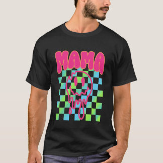 Colorful Rainbow Checkered Mama Funny Face Mom Lif T-Shirt