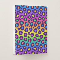 Colorful Rainbow Cheetah Print Personalized Pocket Folder