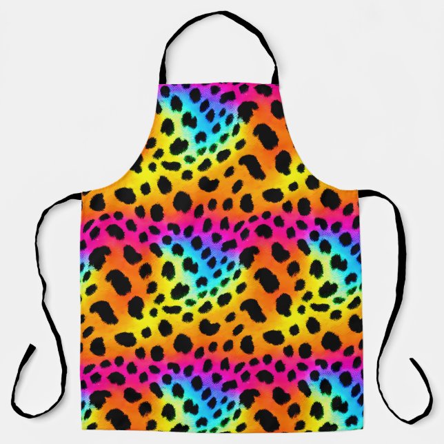 Colorful Rainbow Cheetah Seamless Pattern  Apron (Front)