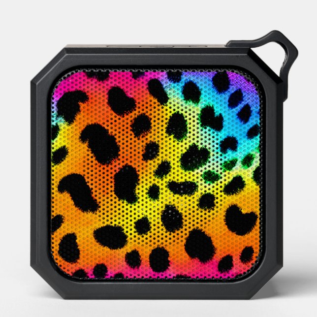 Colorful Rainbow Cheetah Seamless Pattern  Bluetooth Speaker (Front)