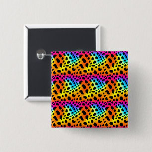 Colorful Rainbow Cheetah Seamless Pattern Button