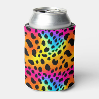 Colorful Rainbow Cheetah Seamless Pattern Can Cooler