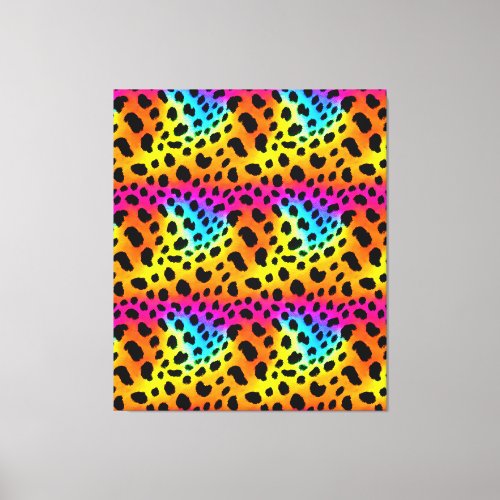 Colorful Rainbow Cheetah Seamless Pattern   Canvas Print