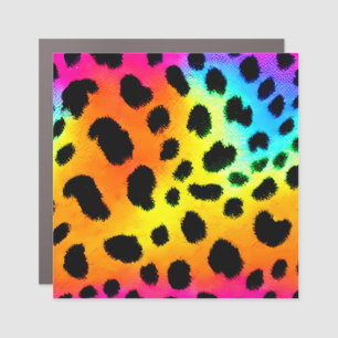 Colorful Rainbow Cheetah Seamless Pattern Car Magnet