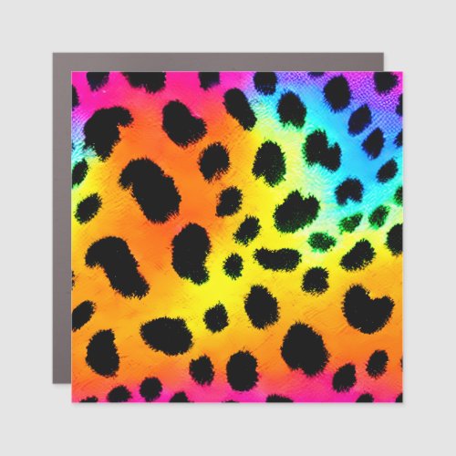 Colorful Rainbow Cheetah Seamless Pattern  Car Magnet