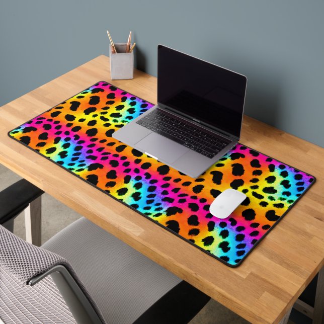 Colorful Rainbow Cheetah Seamless Pattern   Desk Mat (Office 2)