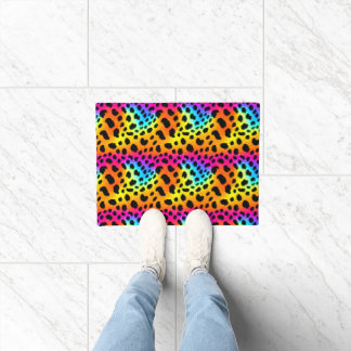 Colorful Rainbow Cheetah Seamless Pattern Doormat