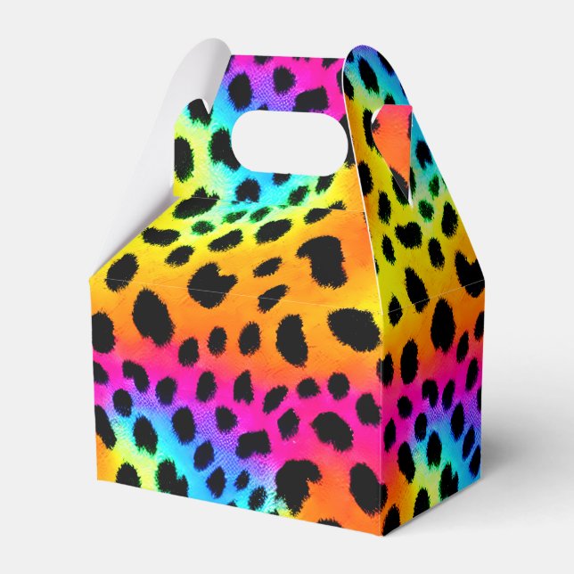 Colorful Rainbow Cheetah Seamless Pattern   Favor Boxes (Front Side)