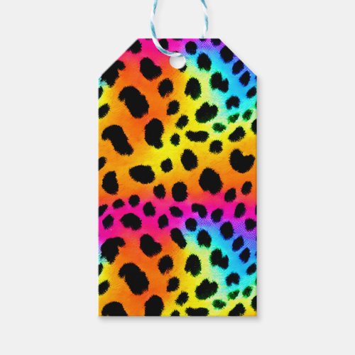 Colorful Rainbow Cheetah Seamless Pattern  Gift Tags