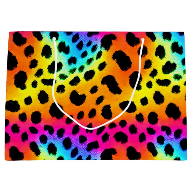 Colorful Rainbow Cheetah Seamless Pattern  Large Gift Bag (Front)