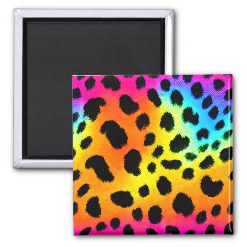 Colorful Rainbow Cheetah Seamless Pattern  Magnet