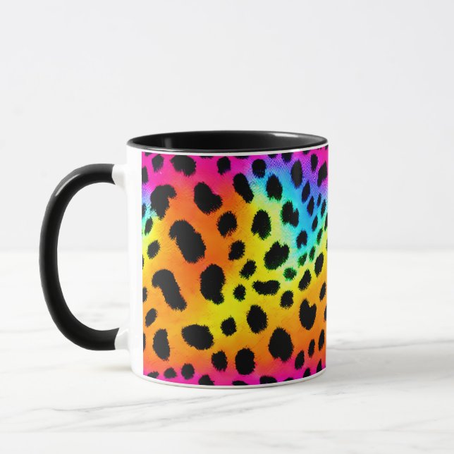 Colorful Rainbow Cheetah Seamless Pattern  Mug (Left)