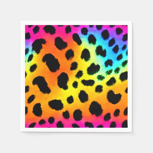 Colorful Rainbow Cheetah Seamless Pattern  Napkins