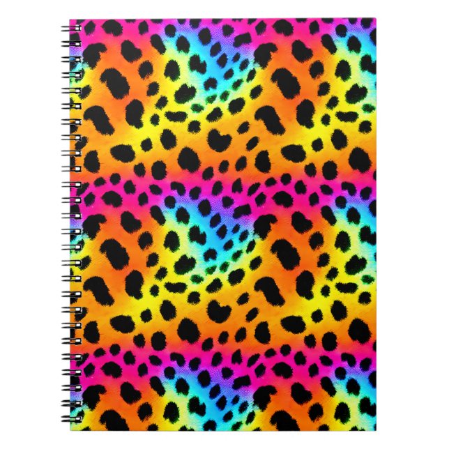 Colorful Rainbow Cheetah Seamless Pattern Notebook (Front)