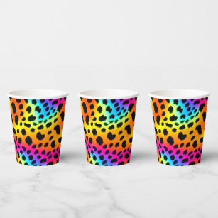 Colorful Rainbow Cheetah Seamless Pattern   Paper Cups