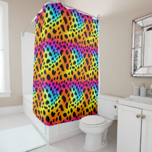 Colorful Rainbow Cheetah Seamless Pattern    Shower Curtain