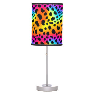 Colorful Rainbow Cheetah Seamless Pattern Table Lamp