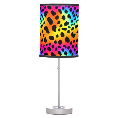 Colorful Rainbow Cheetah Seamless Pattern    Table Lamp