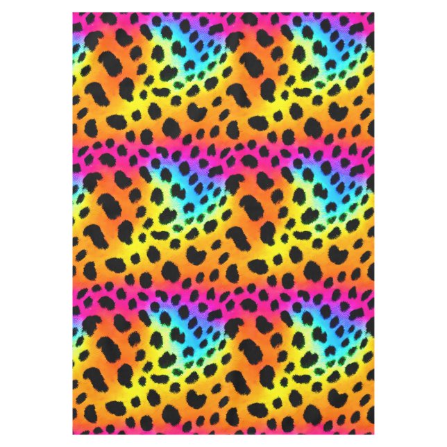 Colorful Rainbow Cheetah Seamless Pattern    Tablecloth (Front)