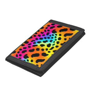 Colorful Rainbow Cheetah Seamless Pattern    Tri-fold Wallet