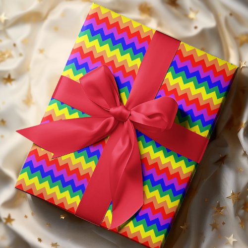 Colorful Rainbow Chevron Striped Multicolor Wrapping Paper